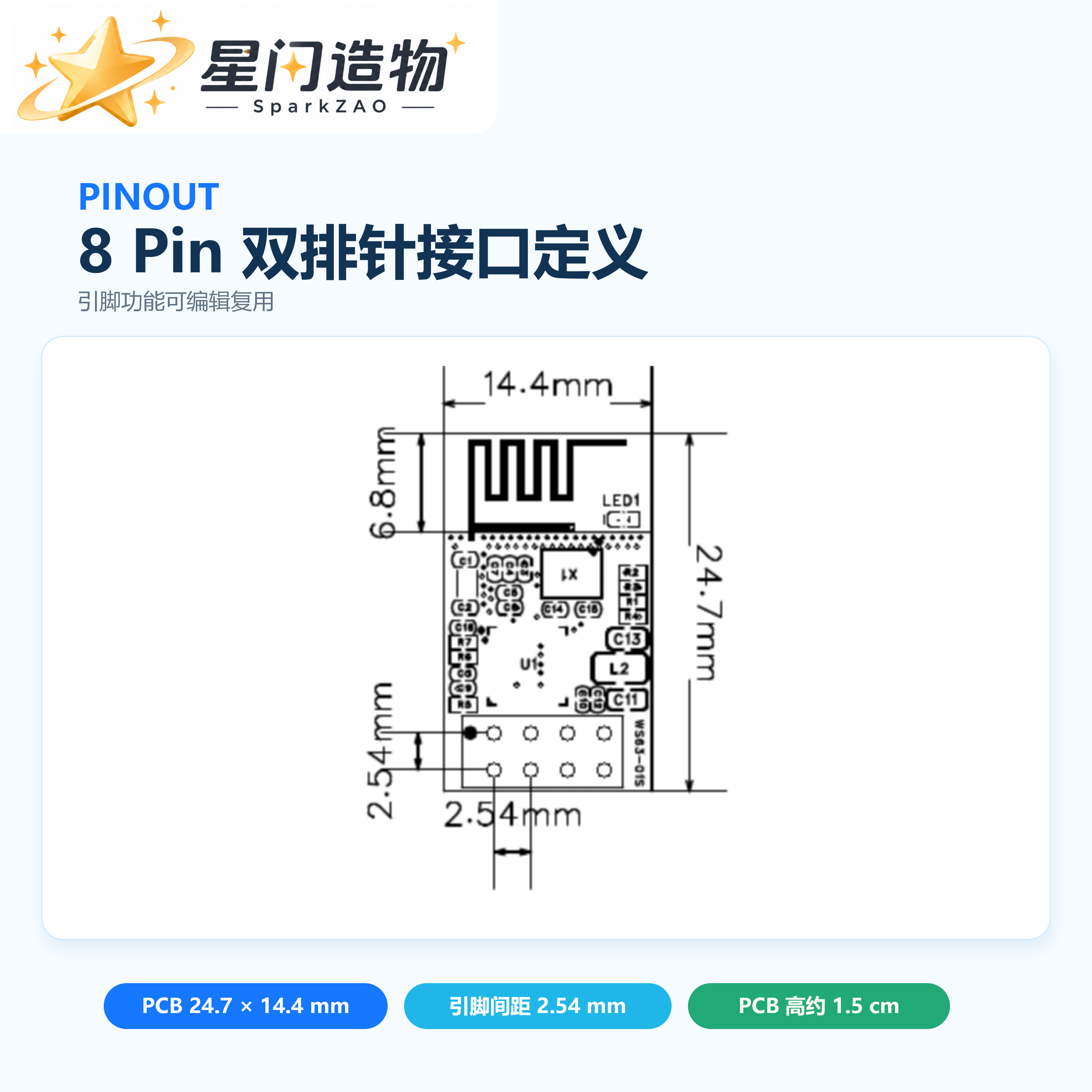 小池WS63-01S星闪透传小板 开源鸿蒙OpenHarmony星闪NearLink SLE 产品图 4/5
